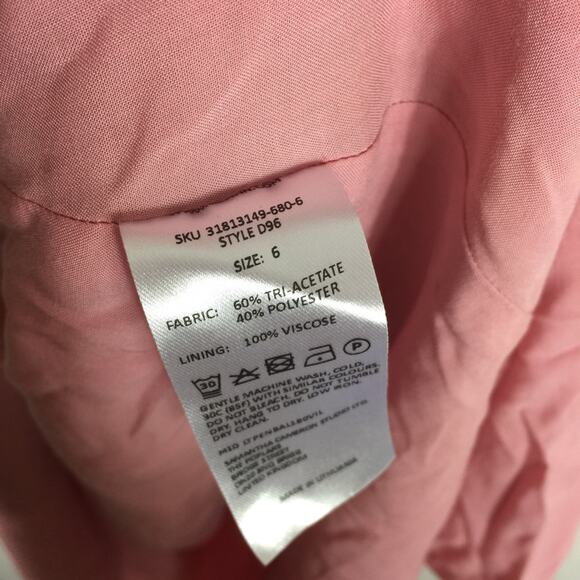 Cefinn Voile Pink Sleeveless Contrast Piping Midi Dress Size 2 - Picture 6 of 15